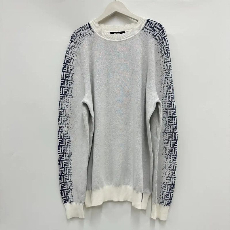 Fendi Fendi XL White Long Sleeve Knit Sweater 0089 Size US XL / EU 56 / 4 - 2 Thumbnail