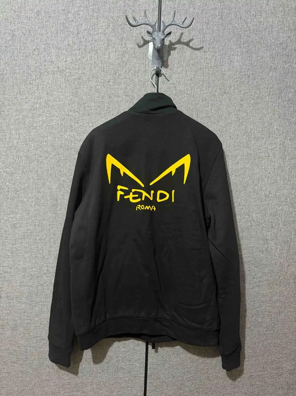Fendi Fendi Black Cotton Logo Men's Jacket 0089 Size US M / EU 48-50 / 2 - 2 Thumbnail