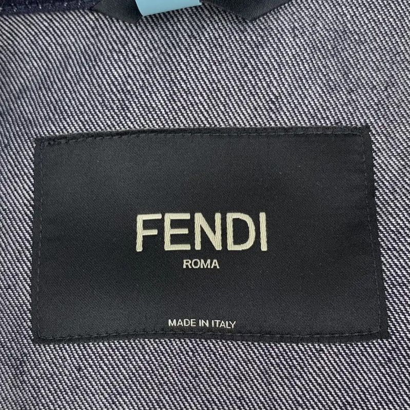Fendi Fendi Men's Navy Denim Logo Long Sleeve Jacket 0089 Size US M / EU 48-50 / 2 - 6 Thumbnail