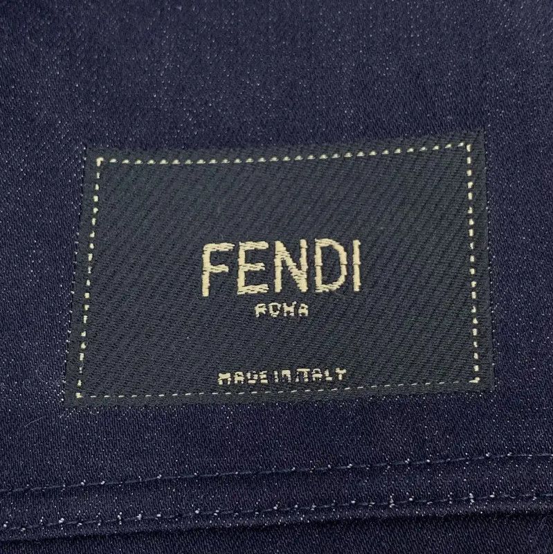 Fendi Fendi Men's Navy Denim Logo Long Sleeve Jacket 0089 Size US M / EU 48-50 / 2 - 5 Thumbnail