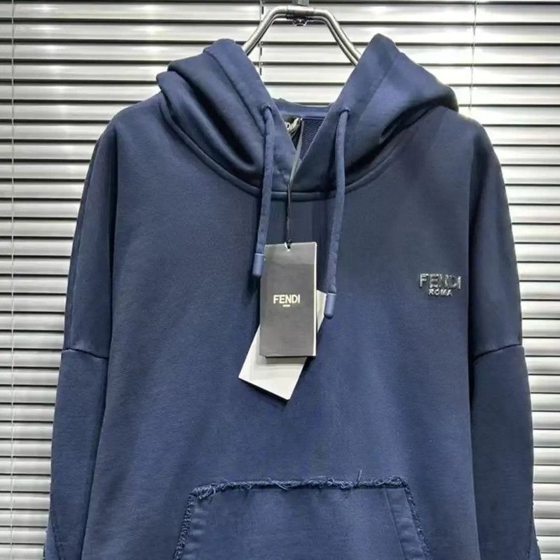 Fendi Fendi Cotton Hooded Sweatshirt in Dark Blue 0089 Size US XXS / EU 40 - 5 Thumbnail
