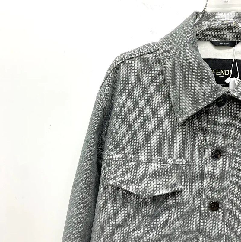 Fendi Fendi Gray Cotton Men's Jacket 0089 Size US S / EU 44-46 / 1 - 3 Thumbnail