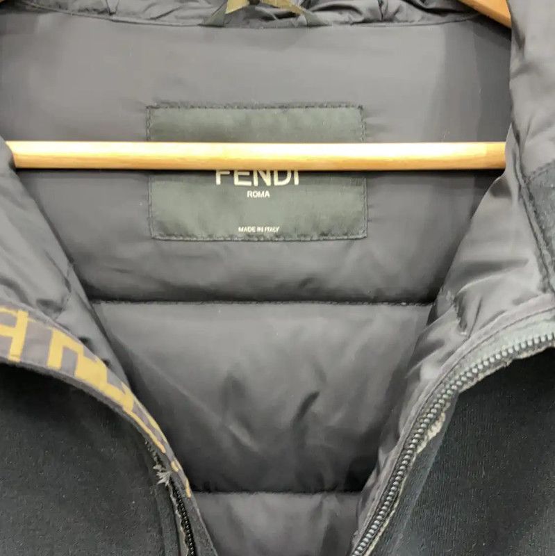 Fendi Fendi Black Cotton Logo Hooded Down Jacket 0089 Size US XL / EU 56 / 4 - 4 Thumbnail