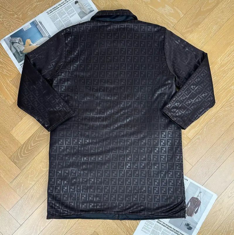 Fendi Fendi Black XL Coat with Signature Print 0089 Size US XL / EU 56 / 4 - 2 Thumbnail