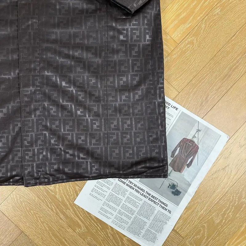 Fendi Fendi Black XL Coat with Signature Print 0089 Size US XL / EU 56 / 4 - 5 Thumbnail