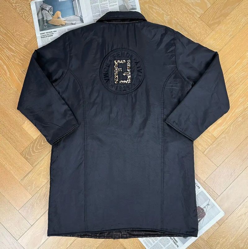 Fendi Fendi Black XL Coat with Signature Print 0089 Size US XL / EU 56 / 4 - 4 Thumbnail