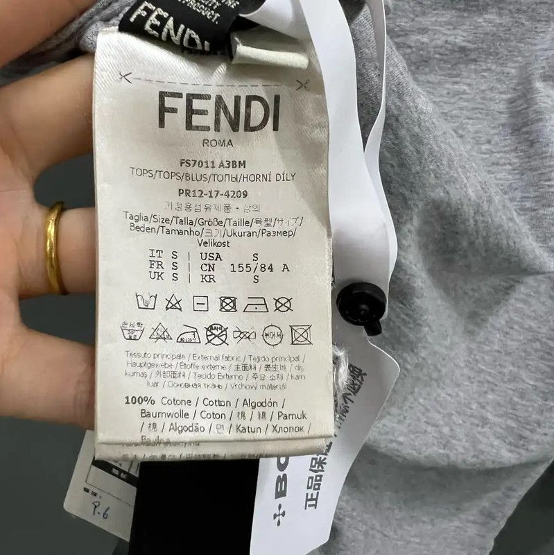 Fendi Fendi Summer Gray Cotton Short Sleeve T-Shirt 0089 Size S / US 4 / IT 40 - 4 Thumbnail
