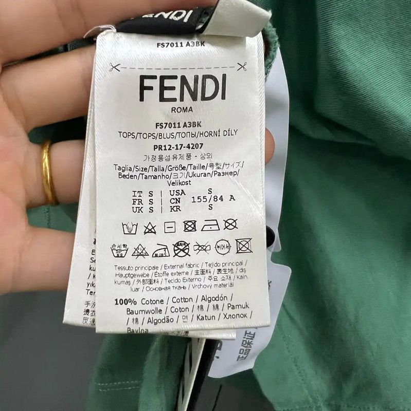 Fendi Fendi Summer Green Cotton T-Shirt for Women 0089 Size S / US 4 / IT 40 - 4 Thumbnail