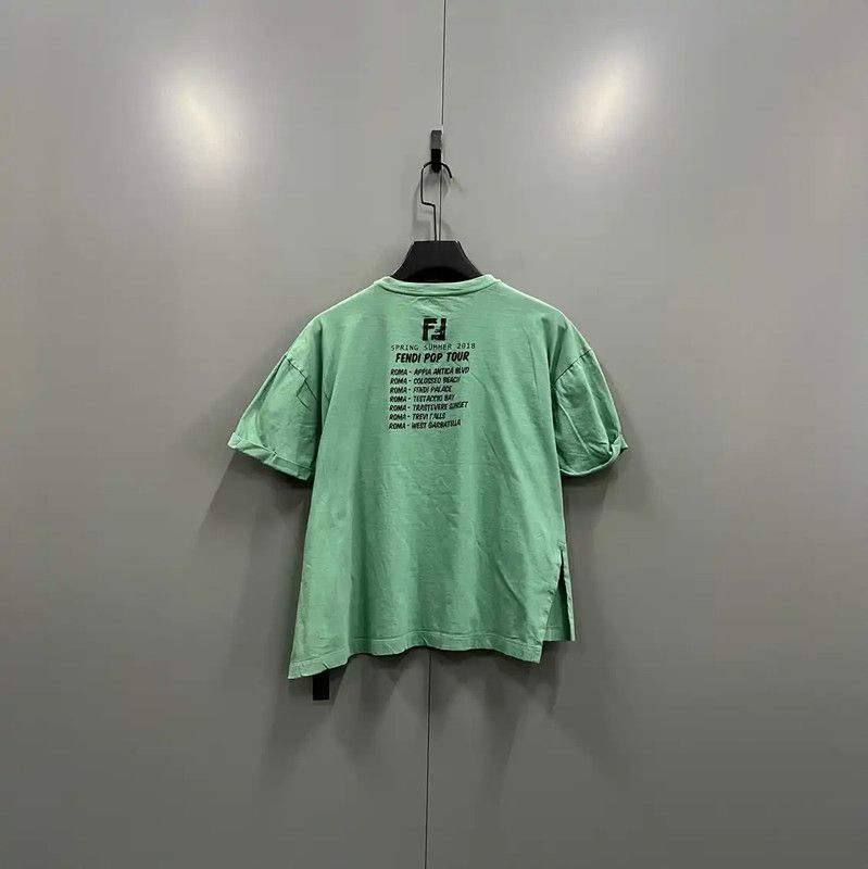 Fendi Fendi Summer Green Cotton T-Shirt for Women 0089 Size S / US 4 / IT 40 - 3 Thumbnail