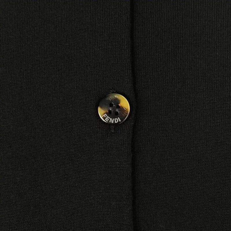 Fendi Fendi Black Long-Sleeve Knit Cardigan for Women 0089 Size L / US 10 / IT 46 - 4 Thumbnail