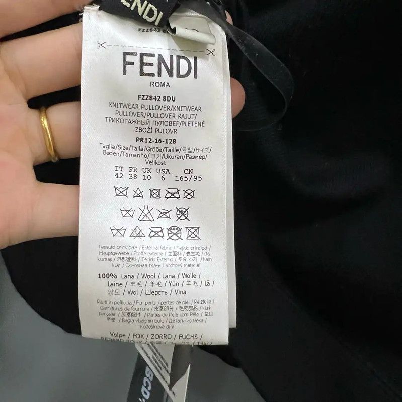 Fendi Fendi Black Wool Long Sleeve Sweater 0089 Size ONE SIZE - 4 Thumbnail