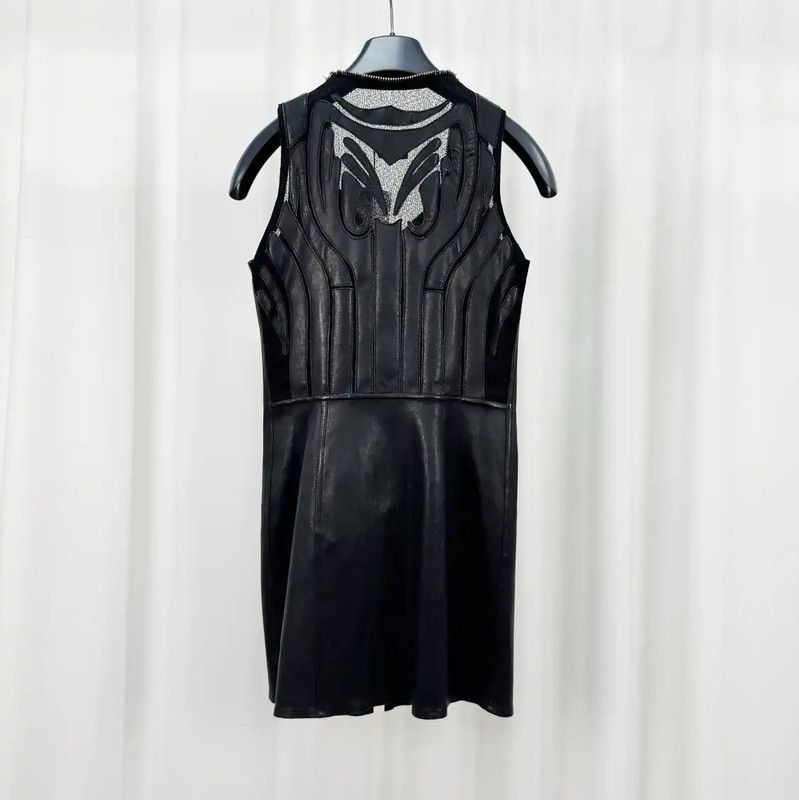 Fendi Fendi Black Leather Sleeveless Dress 0089 Size L / US 10 / IT 46 - 2 Thumbnail