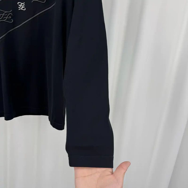 Fendi Fendi Black Long Sleeve T-Shirt with Embroidery 0089 Size S / US 4 / IT 40 - 4 Thumbnail