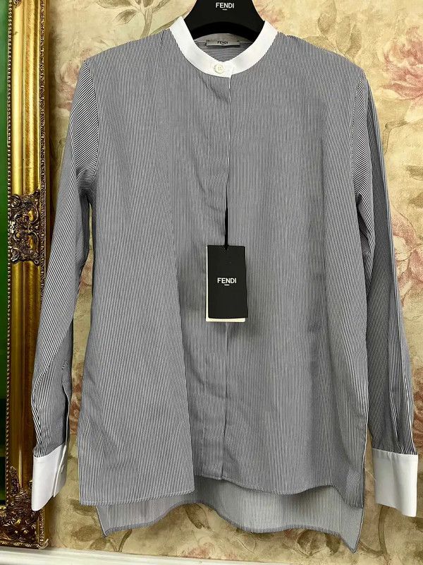 Fendi Fendi Gray Cotton Women's Shirt 0089 Size S / US 4 / IT 40 - 2 Thumbnail