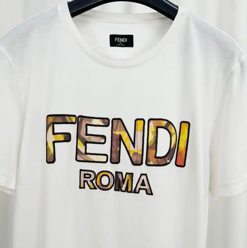 Fendi Fendi Summer White Cotton Logo T-Shirt 0089 Size S / US 4 / IT 40 - 3 Thumbnail