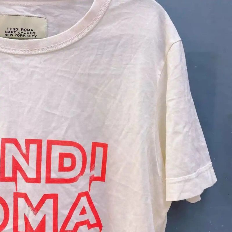 Fendi Fendi Summer White Cotton Short Sleeve Tee 0089 Size L / US 10 / IT 46 - 4 Thumbnail