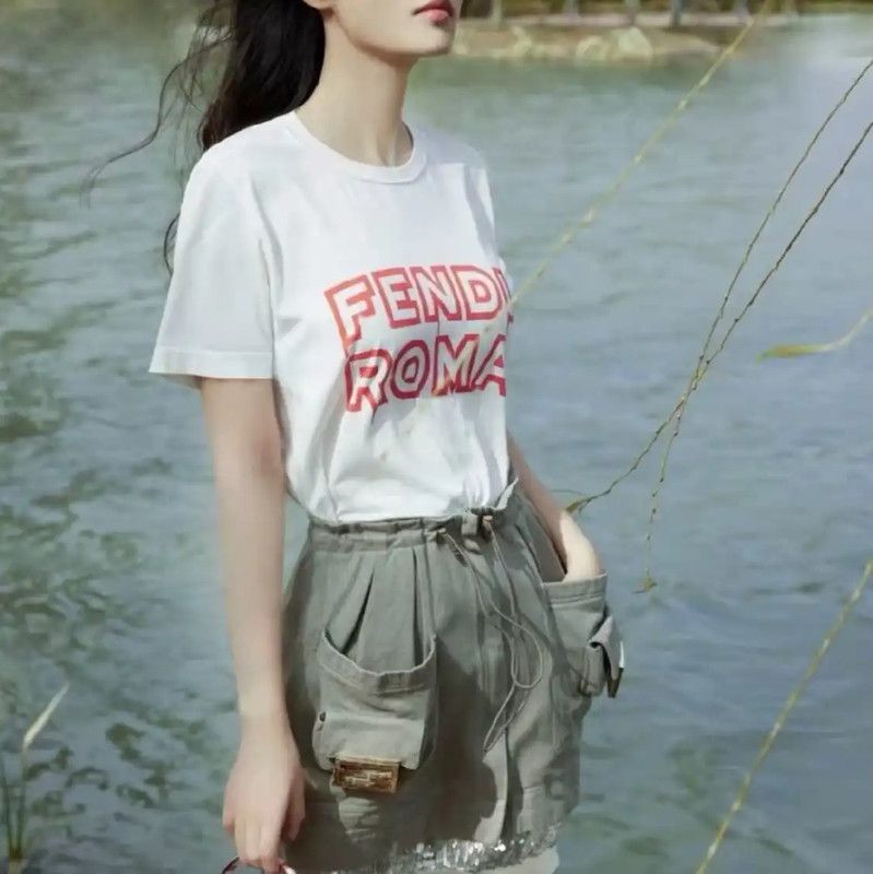 Fendi Fendi Summer White Cotton Short Sleeve Tee 0089 Size L / US 10 / IT 46 - 7 Thumbnail
