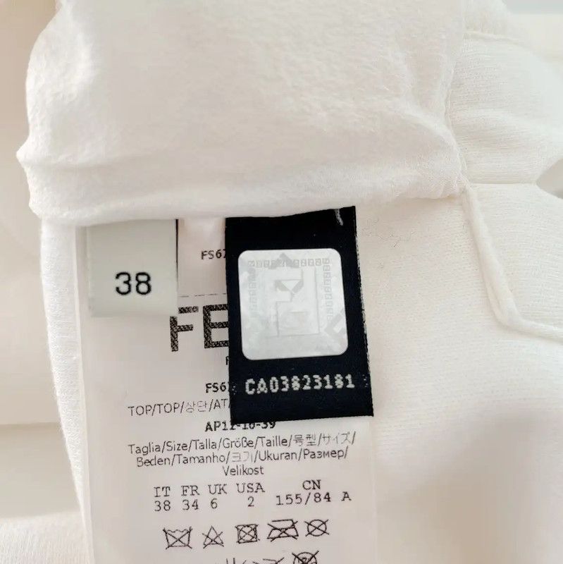 Fendi Fendi White Cotton Short Sleeve T-Shirt 0089 Size XS / US 0-2 / IT 36-38 - 8 Thumbnail