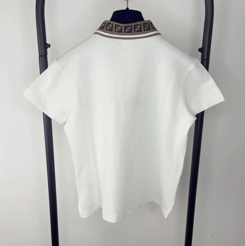Fendi Fendi Women's White Cotton Polo T-Shirt 0089 Size M / US 6-8 / IT 42-44 - 2 Thumbnail