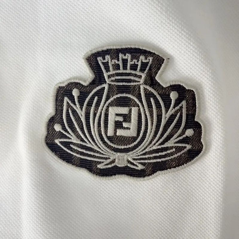 Fendi Fendi Women's White Cotton Polo T-Shirt 0089 Size M / US 6-8 / IT 42-44 - 3 Thumbnail