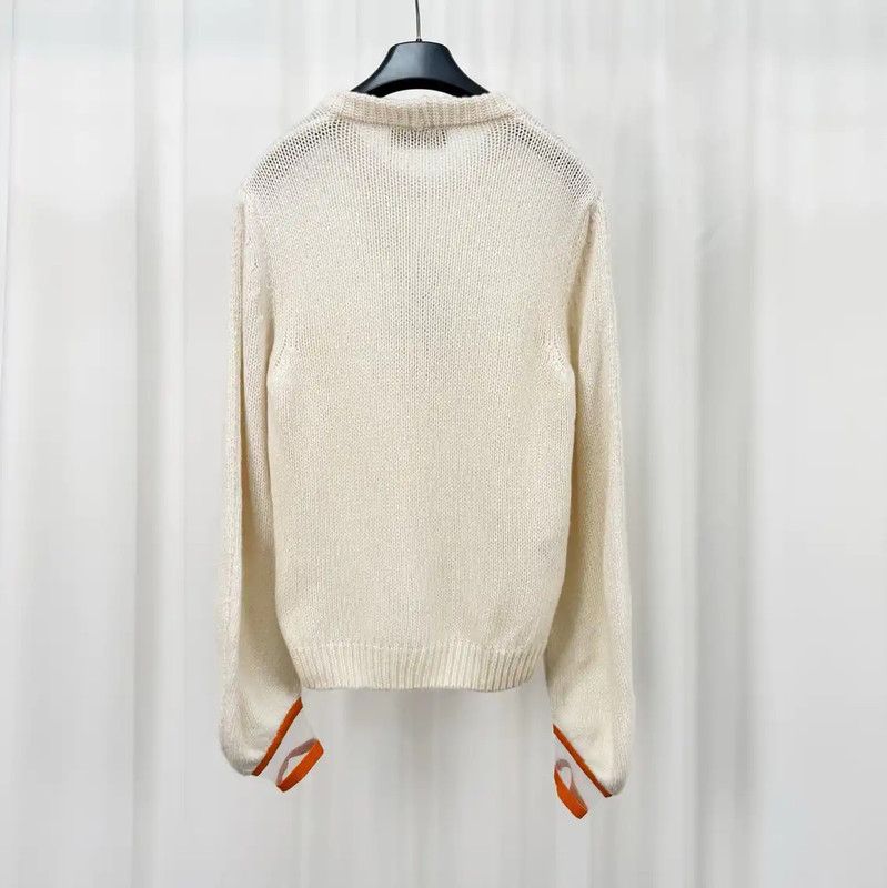 Fendi Fendi Cream Logo Knit Sweater for Women 0089 Size L / US 10 / IT 46 - 2 Thumbnail