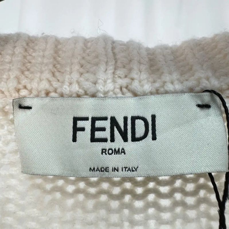 Fendi Fendi Cream Logo Knit Sweater for Women 0089 Size L / US 10 / IT 46 - 5 Thumbnail