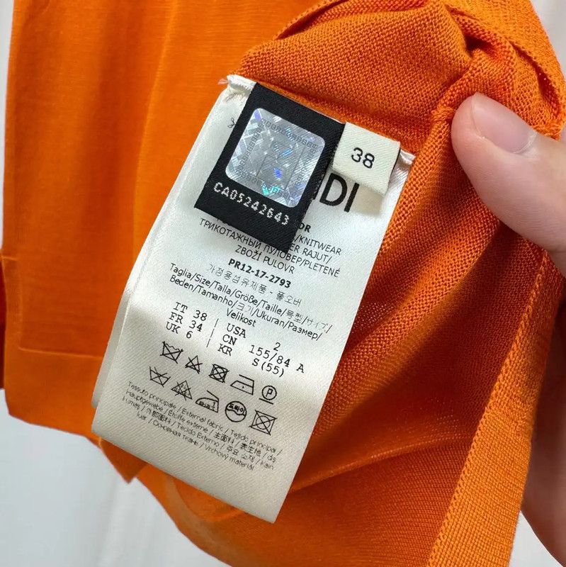 Fendi Fendi Summer Orange Embroidered Knit T-shirt 0089 Size M / US 6-8 / IT 42-44 - 7 Thumbnail