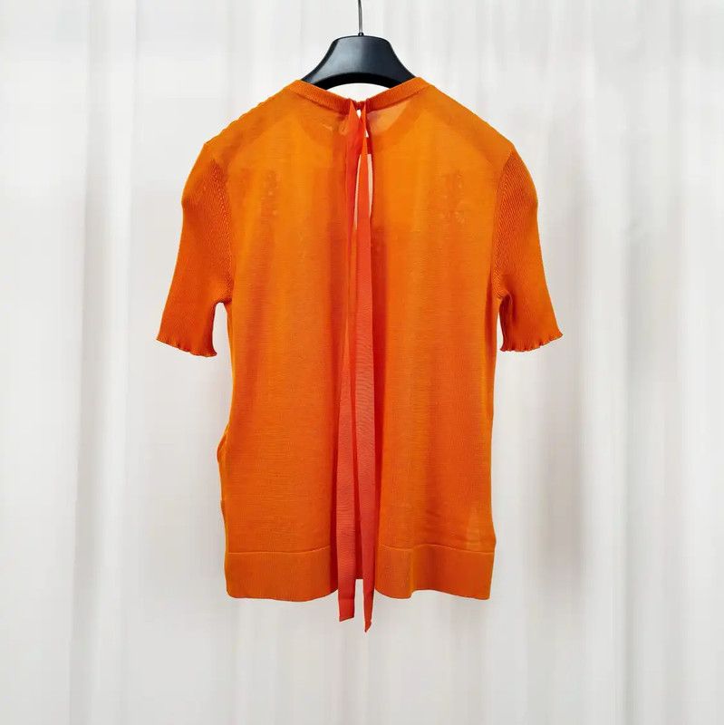 Fendi Fendi Summer Orange Embroidered Knit T-shirt 0089 Size M / US 6-8 / IT 42-44 - 2 Thumbnail