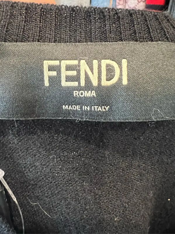 Fendi Fendi Black Wool Women's Sweater with Design 0089 Size L / US 10 / IT 46 - 4 Thumbnail
