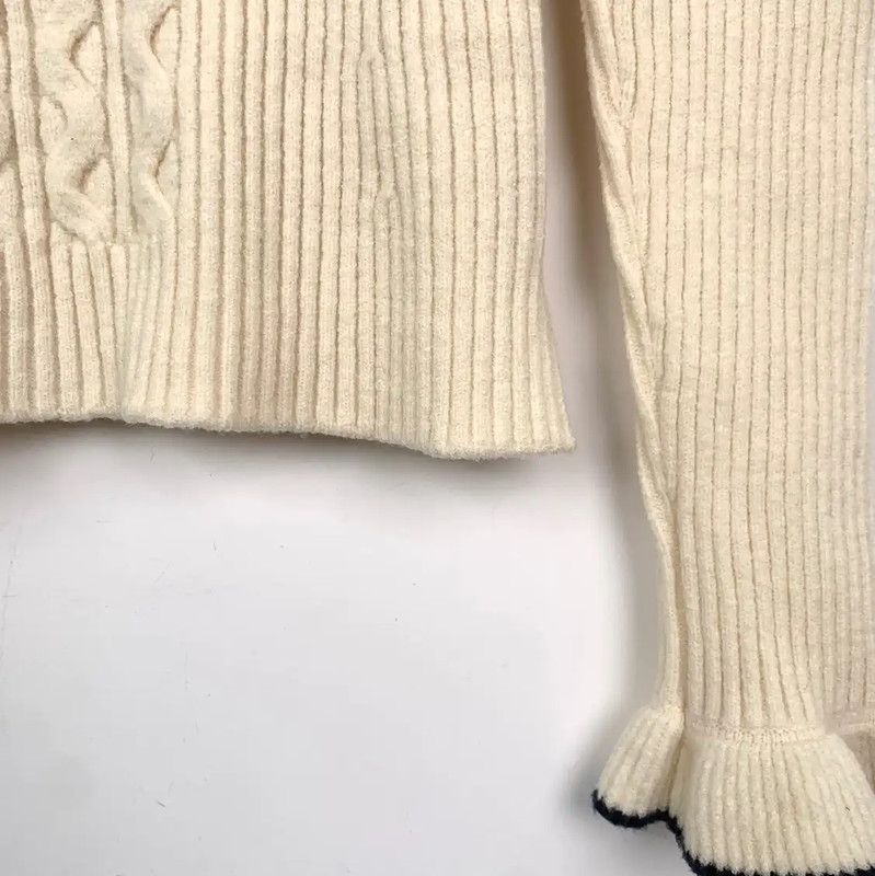 Fendi Fendi Cream Cotton Knit Sweater for Women 0089 Size S / US 4 / IT 40 - 4 Thumbnail