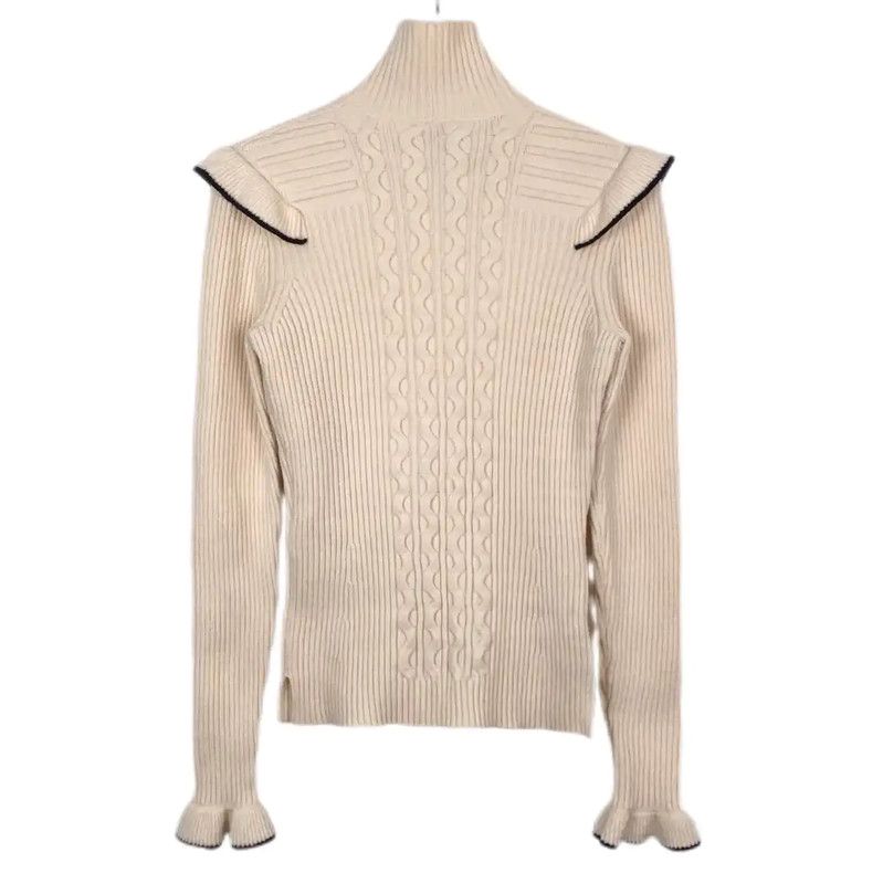 Fendi Fendi Cream Cotton Knit Sweater for Women 0089 Size S / US 4 / IT 40 - 2 Thumbnail