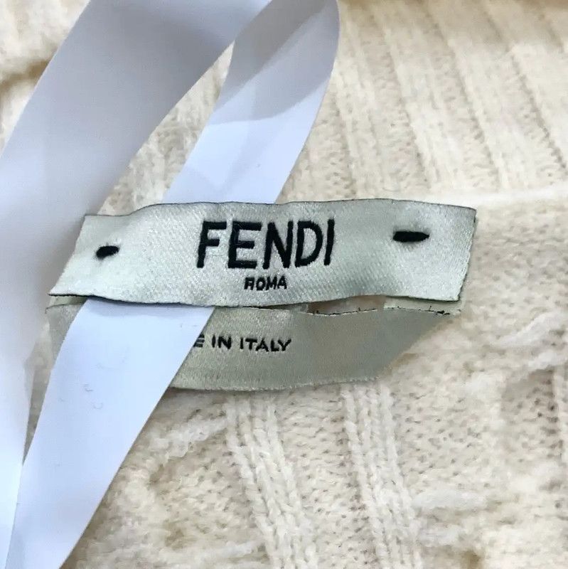 Fendi Fendi Cream Cotton Knit Sweater for Women 0089 Size S / US 4 / IT 40 - 5 Thumbnail