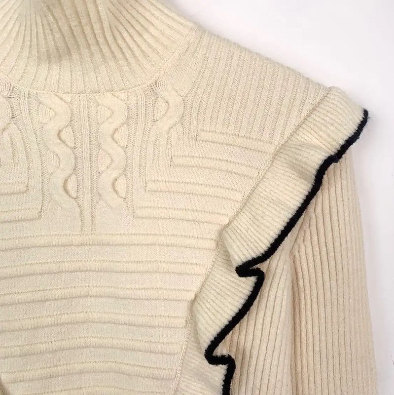 Fendi Fendi Cream Cotton Knit Sweater for Women 0089 Size S / US 4 / IT 40 - 3 Thumbnail