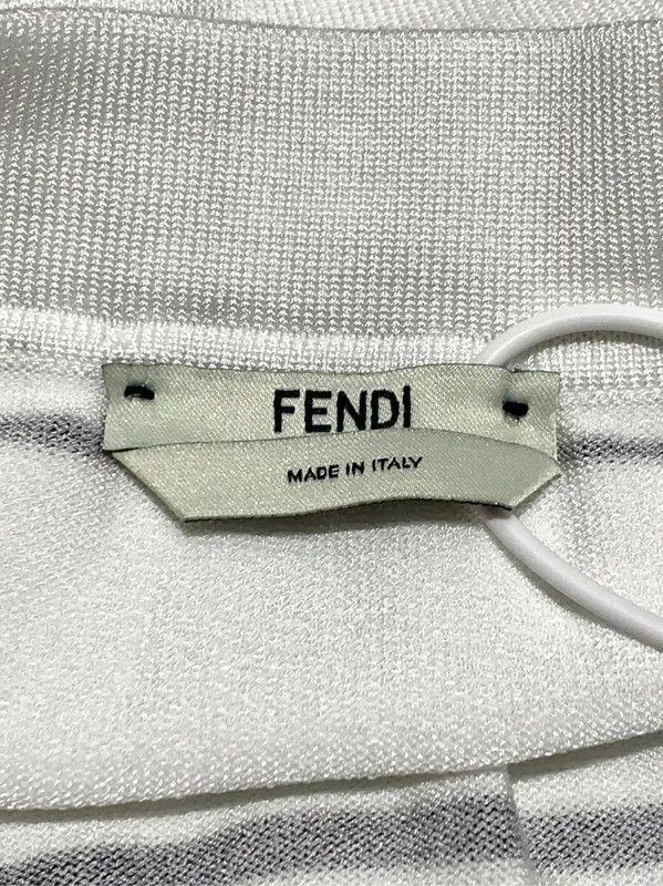 Fendi Fendi White Cotton Midi Skirt with Stripes 0089 Size 26" / US 2 / IT 38 - 5 Thumbnail