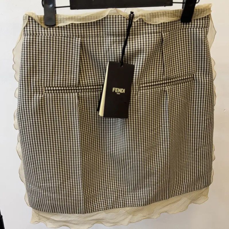 Fendi Fendi Brown Plaid Mini Skirt for Women 0089 Size 22" - 2 Thumbnail