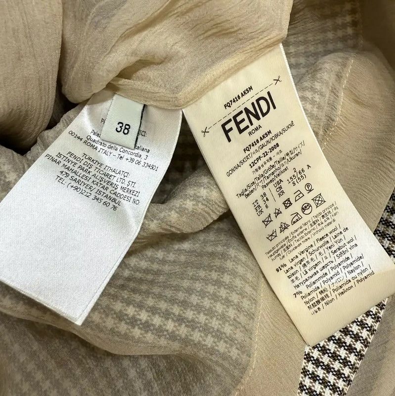 Fendi Fendi Brown Plaid Mini Skirt for Women 0089 Size 22" - 5 Thumbnail