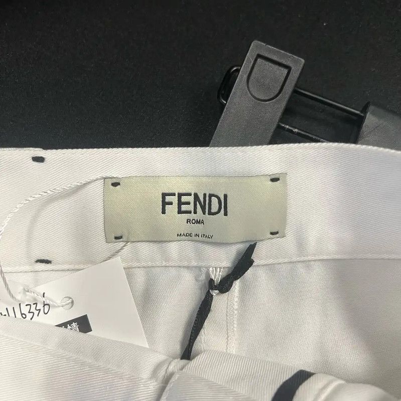 Fendi FENDI White Cotton Midi Skirt with Button Detail 0089 Size 23" - 4 Thumbnail