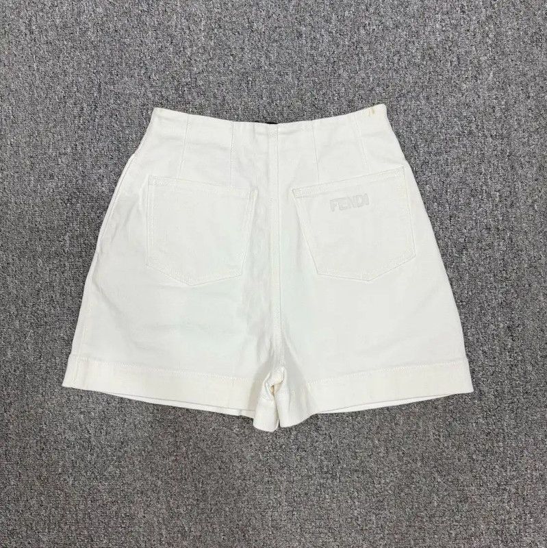 Fendi Fendi White Cotton Women's Shorts 0089 Size 23" - 2 Thumbnail