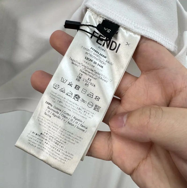 Fendi Fendi White Cotton Embroidered Logo T-Shirt 0089 Size XS / US 0-2 / IT 36-38 - 6 Thumbnail