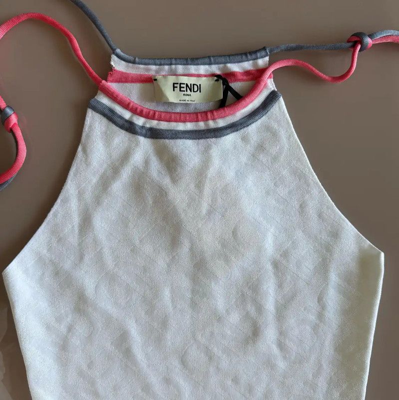 Fendi Fendi Sleeveless Knit Dress in White 0089 Size XS / US 0-2 / IT 36-38 - 7 Thumbnail