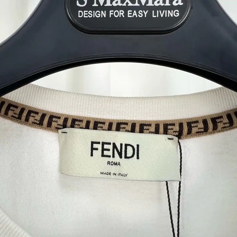 Fendi Fendi Summer White Cotton Logo Tee 0089 Size XXS / US 00 / IT 34 - 5 Thumbnail