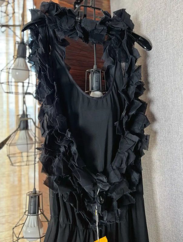 Fendi Fendi Black Long Dress with Frill Details 0089 Size ONE SIZE - 3 Thumbnail
