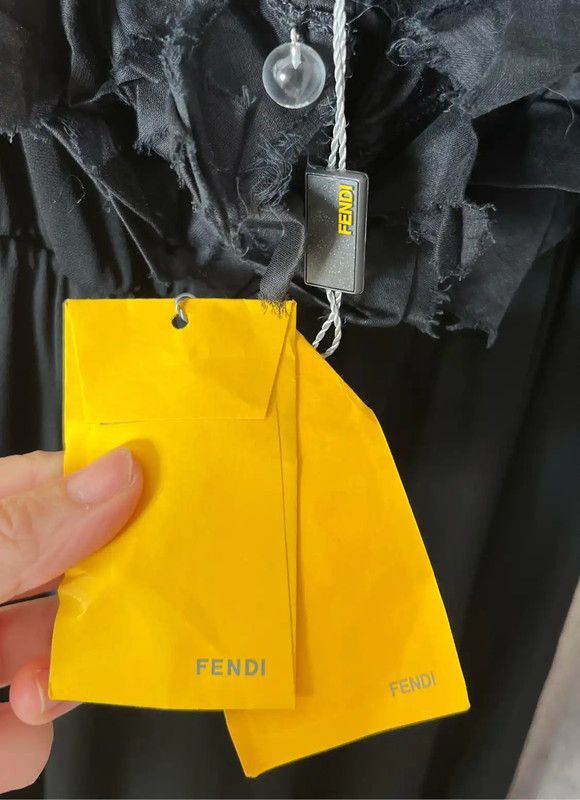 Fendi Fendi Black Long Dress with Frill Details 0089 Size ONE SIZE - 5 Thumbnail