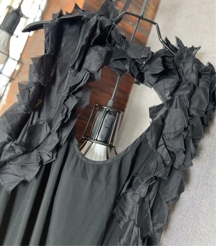 Fendi Fendi Black Long Dress with Frill Details 0089 Size ONE SIZE - 6 Thumbnail