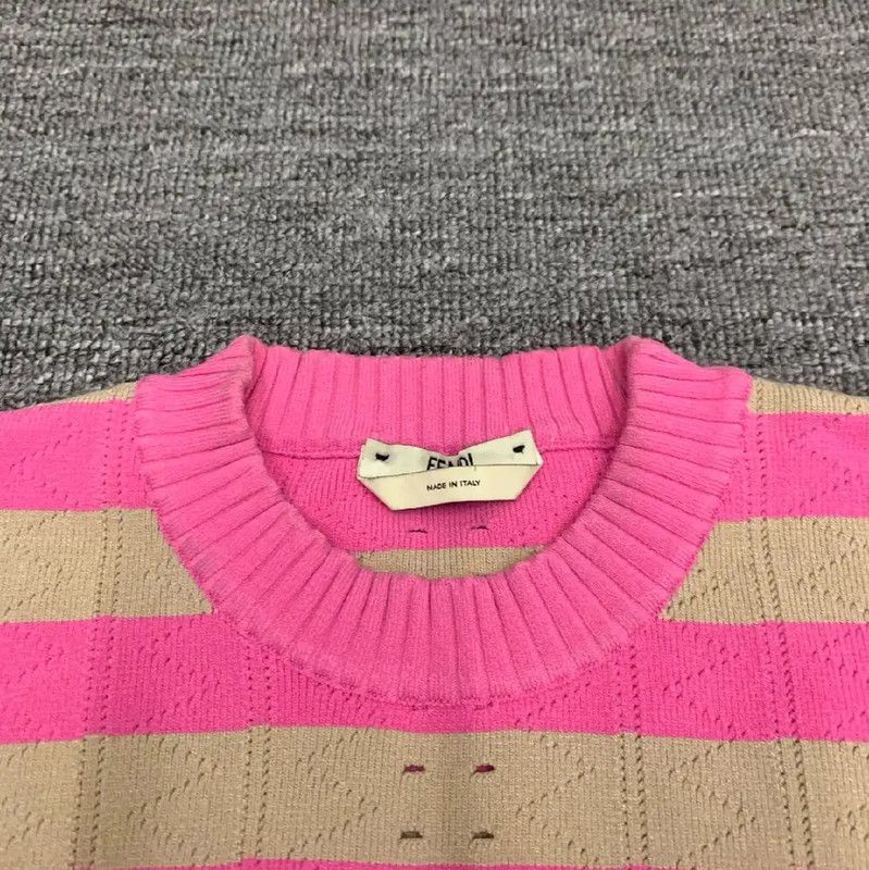 Fendi Fendi Pink Striped Cotton Women's T-Shirt 0089 Size S / US 4 / IT 40 - 6 Thumbnail