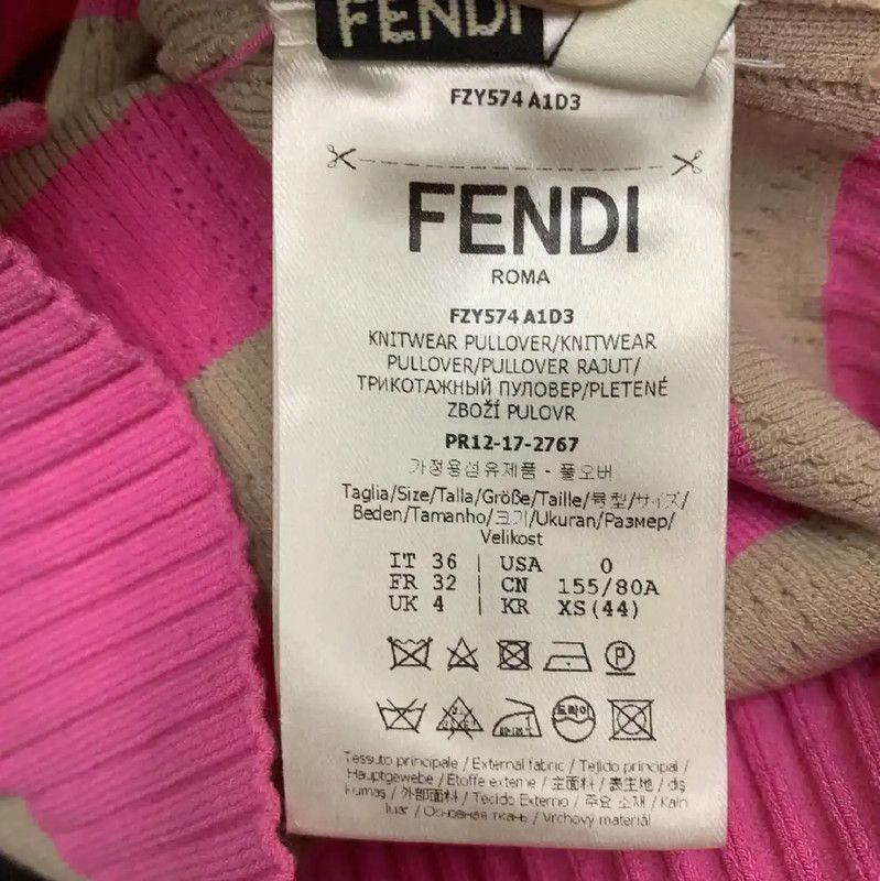 Fendi Fendi Pink Striped Cotton Women's T-Shirt 0089 Size S / US 4 / IT 40 - 7 Thumbnail