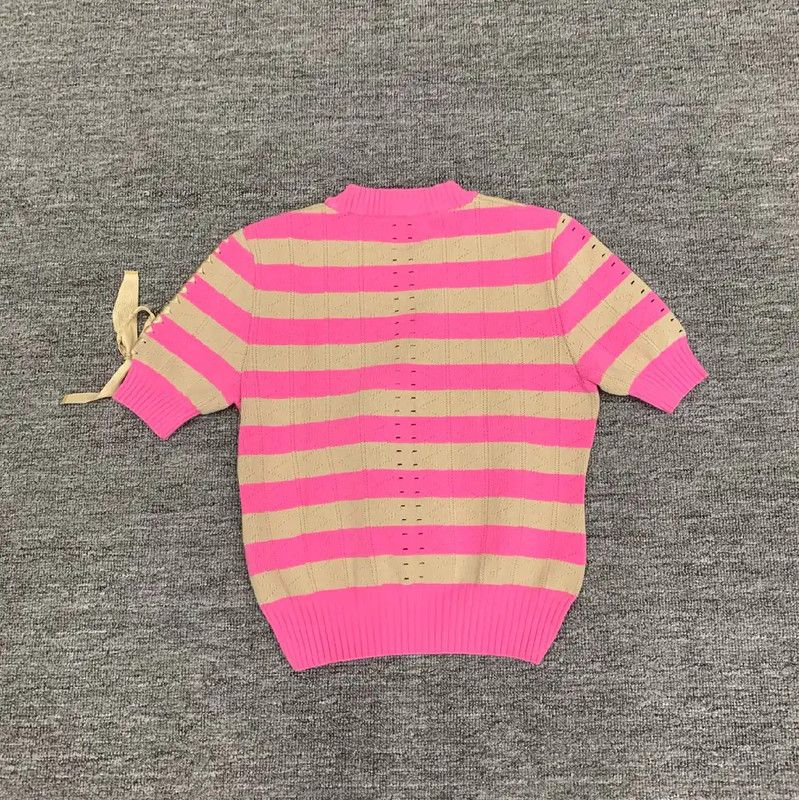 Fendi Fendi Pink Striped Cotton Women's T-Shirt 0089 Size S / US 4 / IT 40 - 2 Thumbnail