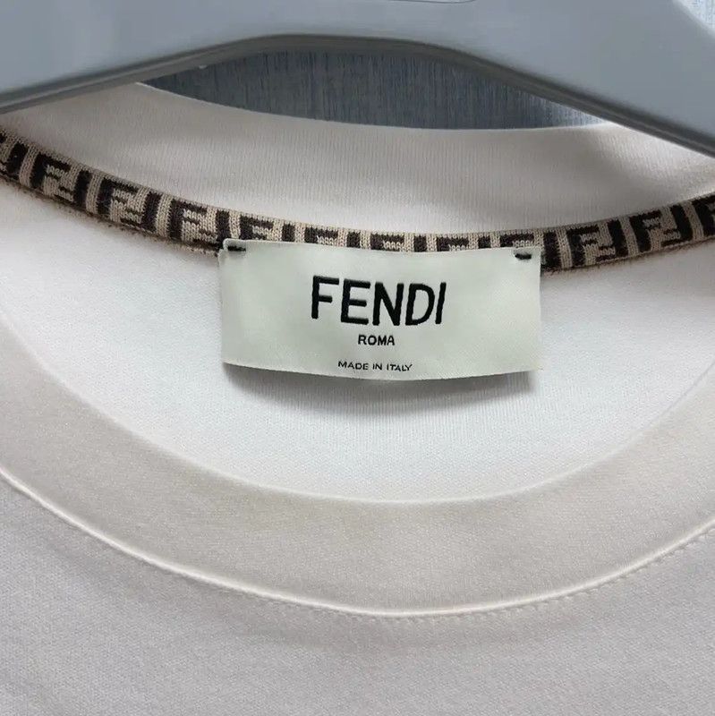Fendi Fendi Summer White Cotton T-Shirt for Women 0089 Size M / US 6-8 / IT 42-44 - 3 Thumbnail