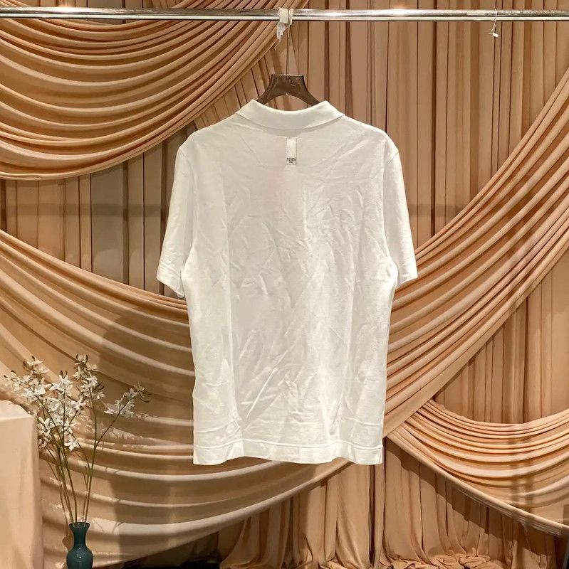 Fendi Fendi Women's White Cotton Polo Shirt 0089 Size M / US 6-8 / IT 42-44 - 2 Thumbnail