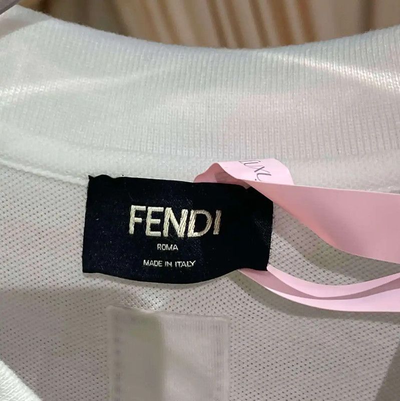 Fendi Fendi Women's White Cotton Polo Shirt 0089 Size M / US 6-8 / IT 42-44 - 3 Thumbnail